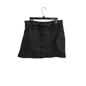 Forever 21 Plus Black Denim Button Front Stretch Mini Skirt